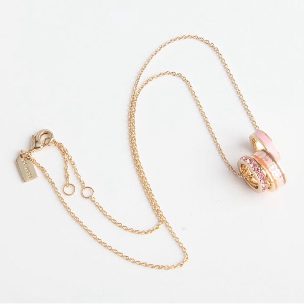 Coach Pink and Gold Pendant Necklace